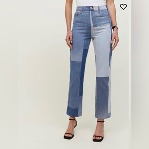 Reformation Patchwork High Rise Straight Jeans, Size 30 NWT